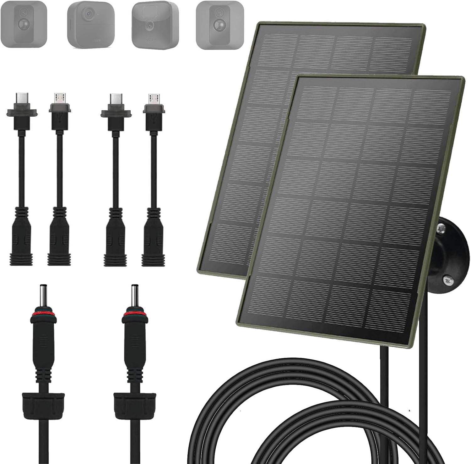2-Pack 3W/5V Solar Panel with Biuld-in 6000mAh Batteries,Compatible with Blink Camera,for Blink Outdoor 4(4th Gen)/Outdoo/Indoor (3rd Gen) XT3 and XT/XT2, IP65,with 9.8ft/3m Cable