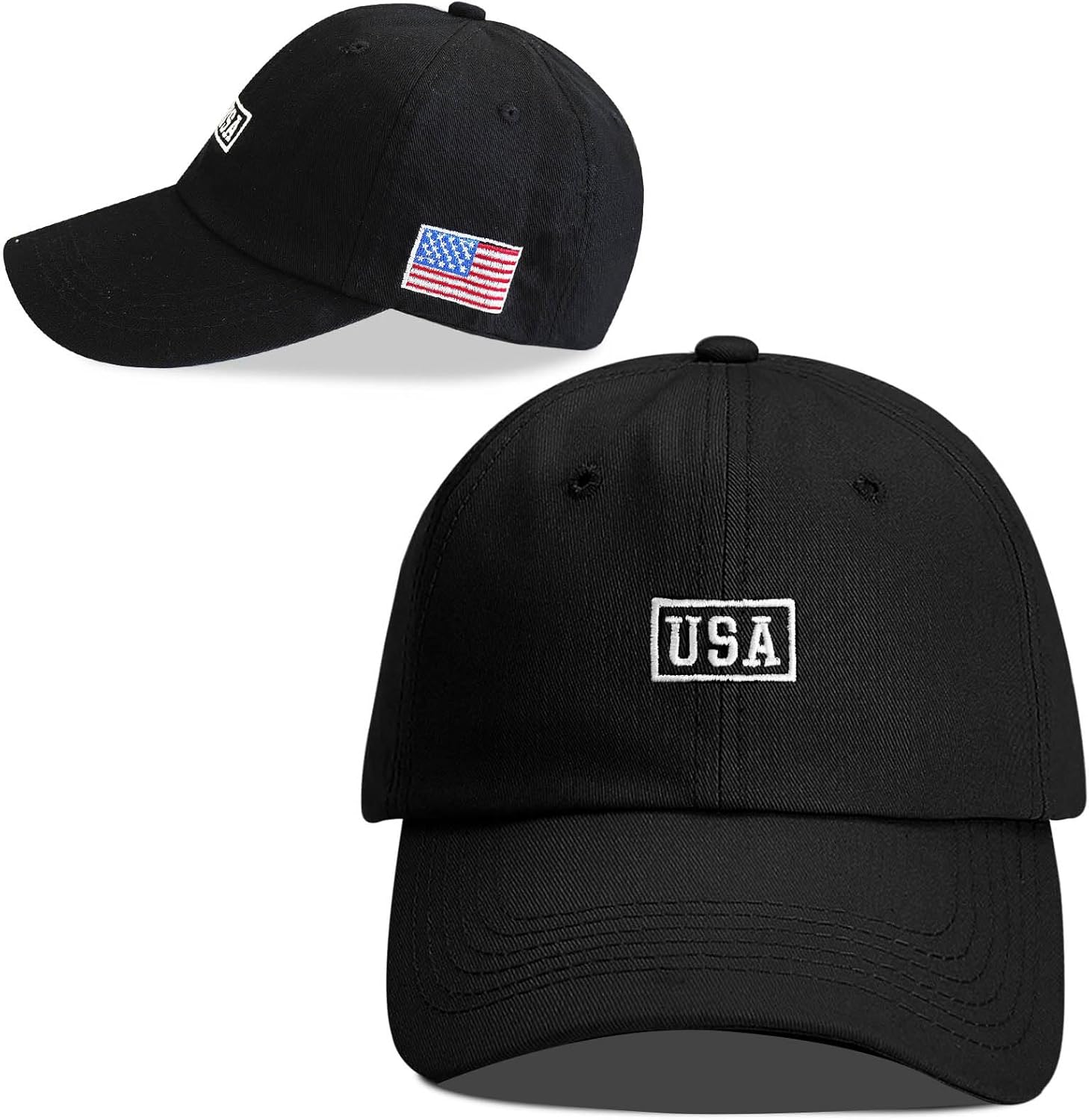 American Flag Patriotic Baseball Cap | Embroidered USA Flag 100% Cotton Adjustable Hat for Men & Women