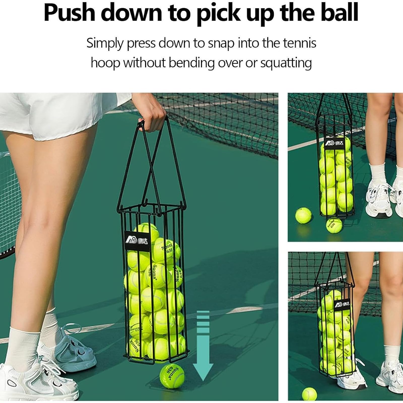 Cesta Para Recoger Pelotas Tenis,recolectorpelotas Tenis Con Cubierta Protección Contraderrames Y Mango,gran Capacidad Para 20-30pelotas,sin Necesidad Agacharse Y Evitar Derrames,recogida Rápida