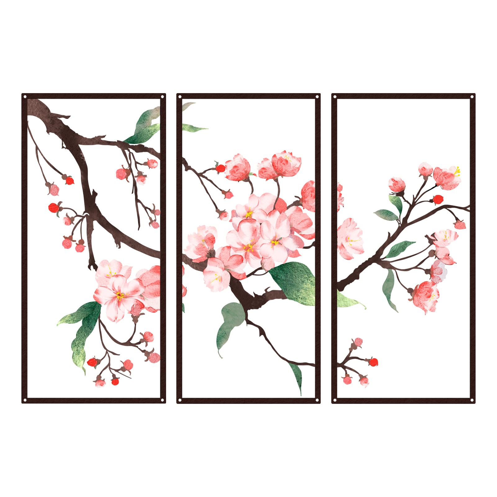Resama 3 Pcs Black Metal Flower Wall Art - Minimalist Floral Sculpture, Modern Aesthetic Decor for Bedroom, Living Room, Bathroom & Office,Ink-style Begonia Flowers Hanging Decoration (30.6x22in) — image 1