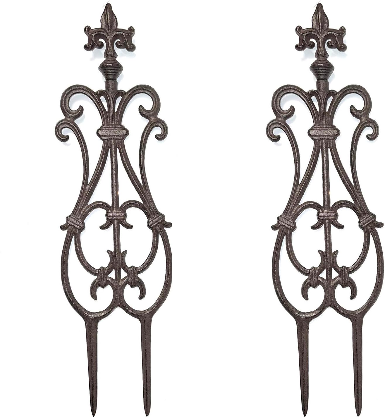 Ornate Cast Iron Garden Edging Fence (28" Tall) - 2 Pack Heavy Duty Metal Border for Lawn, Patio & Landscaping HC8775