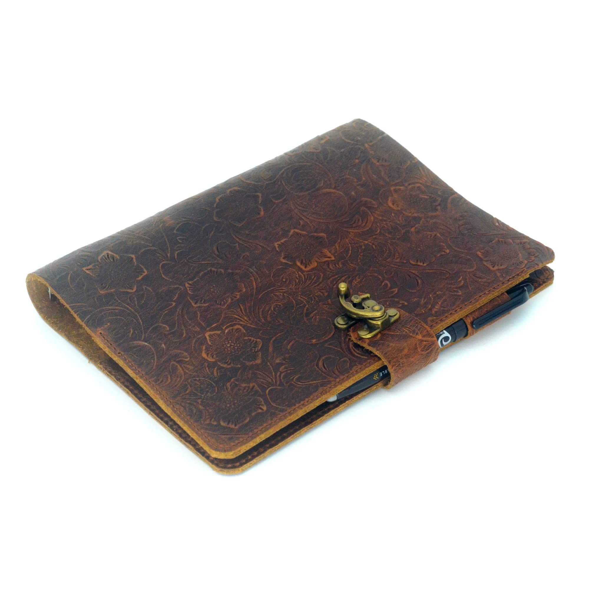 JJNUSA Leather A4 3 Ring 8.5" x 11" Binder Organizer Holder Writing Portfolio Multi Document Case with Removable Binder