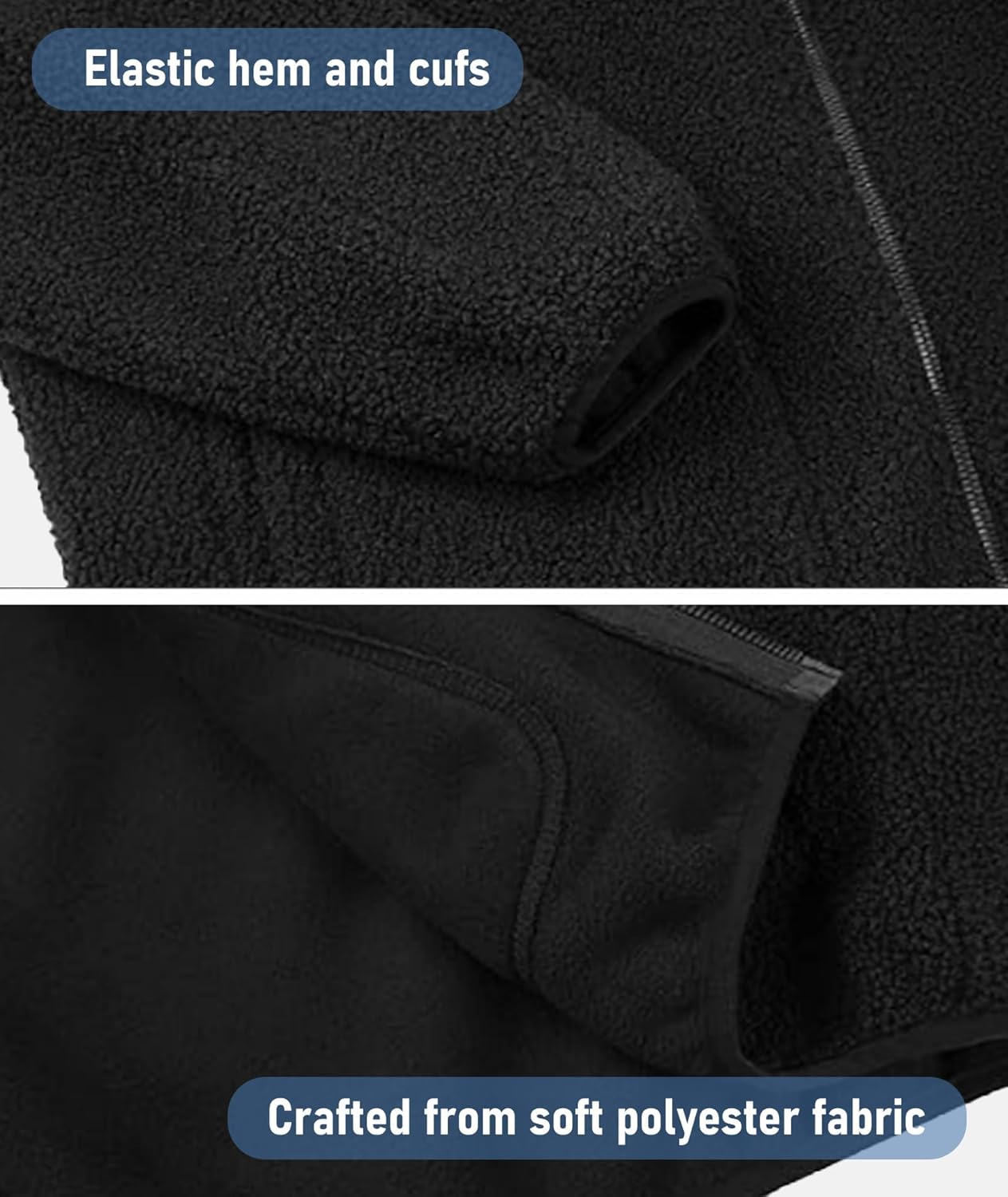 Little Beauty Men's Fleece Jackets Lightweight Full Zip Soft Warm Winter Coats Casual Outwear with Zipper Pockets - Image 6