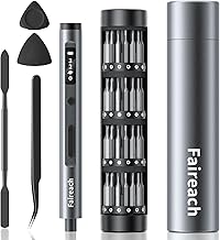 Faireach Elektrischer Schraubendreher Set, 65 in 1 Mini Elektro Schraubendreher Set mit 3 Gänge Drehmoment, LED-Beleuchtung & Display, für Reparatur von Handys, Laptops, Brillen, Uhren