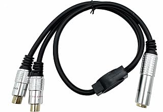 Halokny 6.35mm Female to 2RCA Female Audio Cable 1.6Ft 1/4 inch TRS to RCA Stereo Conversion Cable, Mixing Console, Speaker, Home Theater Equipment Connection Cable (RCA F/6.35 F)