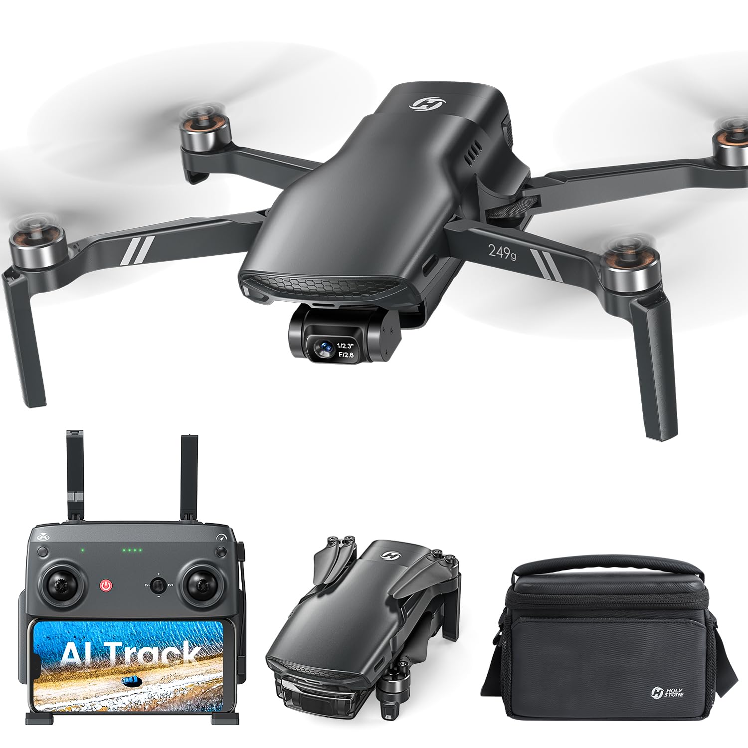 Holy Stone HS900 Drones for Adults with Camera 4k; 3 Axis Brushless Gimbal Drone 249g with 20000Ft Range, 4K/30FPS Video, 8k Photo,GPS Smart Return, Travel Essentials Lightweight