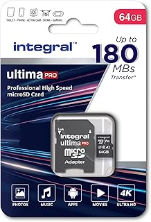 Integral 64GB Micro SD Card 4K Video Read Speed 180MB/s and Write Speed 45MB/s MicroSDXC A2 C10 U3 UHS-I 180-V30 Our Fastest Ever High Speed Micro SD Memory Card