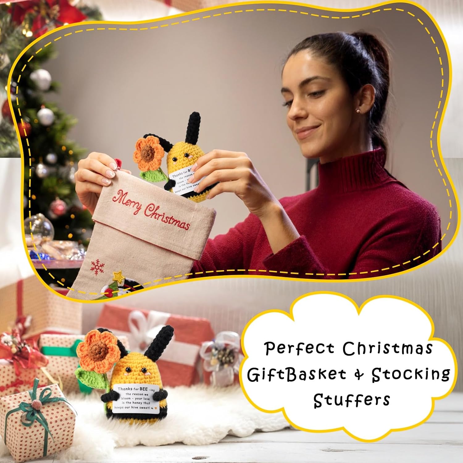 Gifts for Women Men Her Him, Birthday Gift for Mon Dad, Teacher Coworkers Friends Appreciation , Emotional Support Crochet Bee, Thank you Positive Funny Christmas Easter Present, Office/Home Decor - Image 6