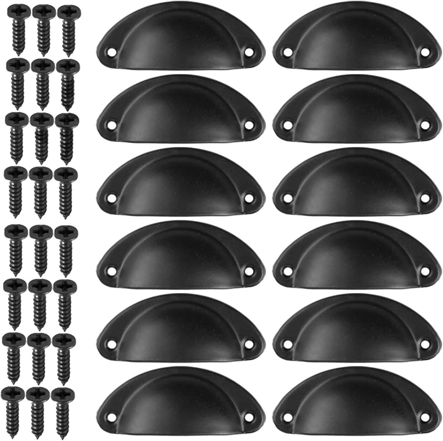 AvoDovA 12Pcs Shell Cup Pull Handles with Screws, Metal Half Moon Pull