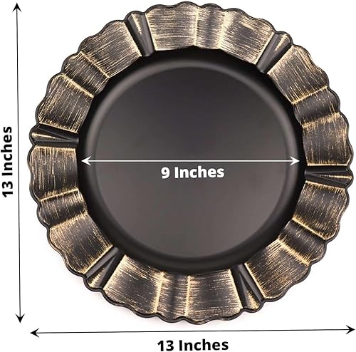 Vista 49 de Efavormart 6 Pack 13" Gold Acrylic Plastic Dinner Plate Chargers With Gold Brushed Wavy Scalloped Rim