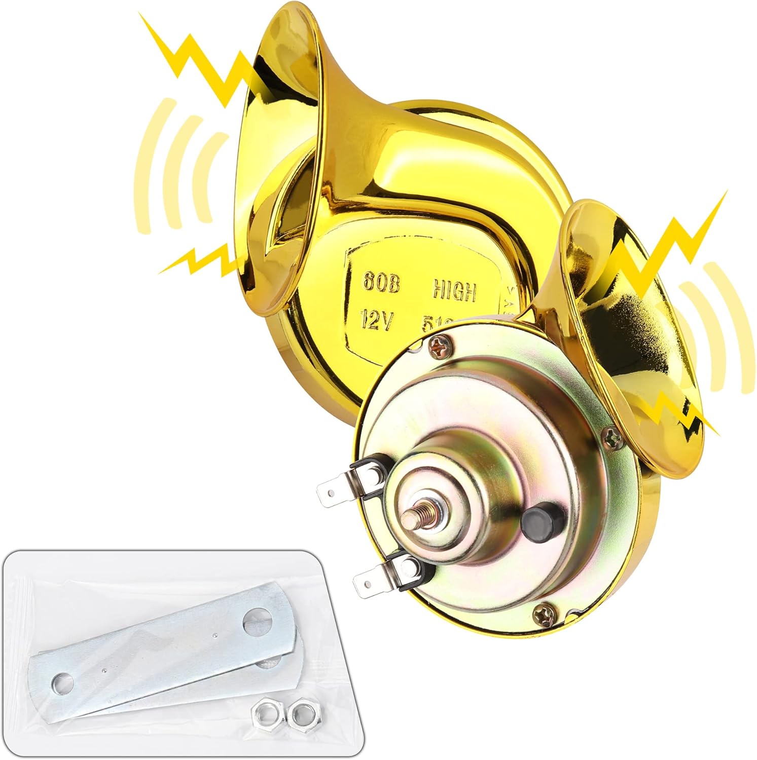 Super Loud Car Horn 2PCS, 12V Waterproof High Bass Car Horn