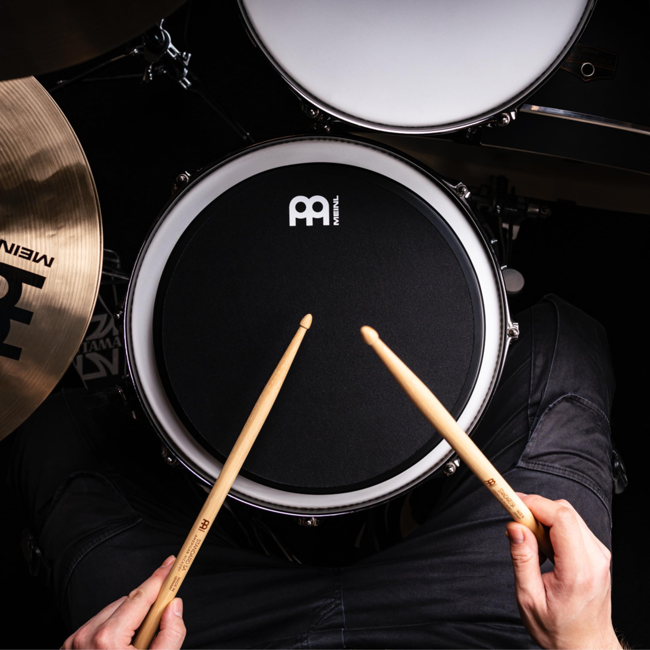 Meinl Cymbals 12" Marshmallow Drum Practice Pad Ultra-Silenzioso Rimbalzo Medio Nero Montabile su Asta Piatto MMP12BK