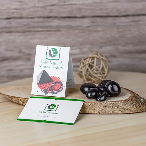 Miniatura 4 de Heka Naturals Shungite Tumbled Stones | 1.76 oz – Purificación de agua, desintoxicación, mineralización, cristales curativos, decoración de Feng