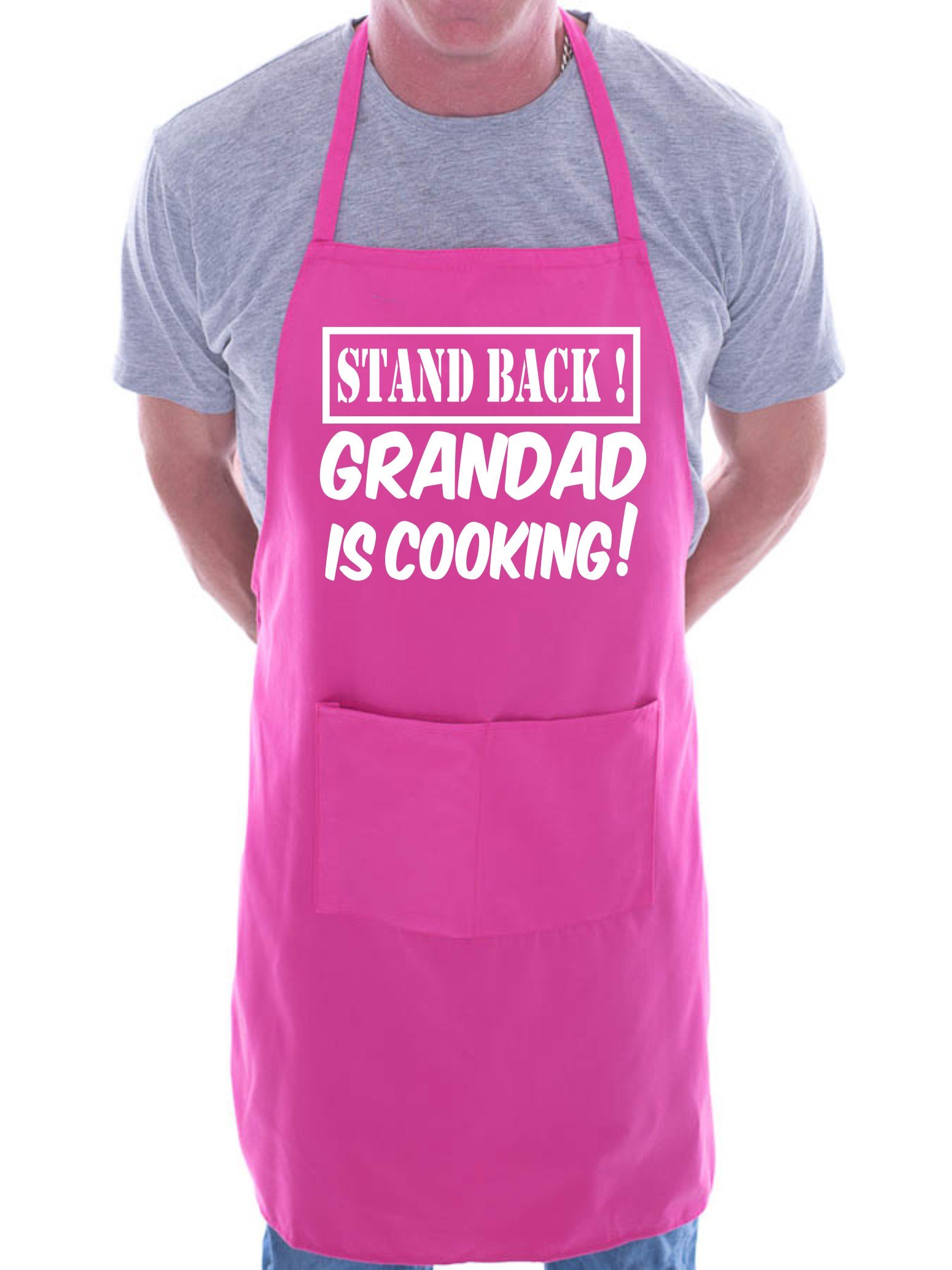 Print4u Men's Pink Stand Back Grandad Is Cooking Fathers Day Bbq Novelty Apron