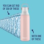 Brita Insulated Stainless Steel Filtering Water Bottle with Straw, BPA-Free Water bottle for Sports, Travel or Hiking, Great for gifting, Easy-carry loop, Leak-proof lid, 26 Oz, Rose