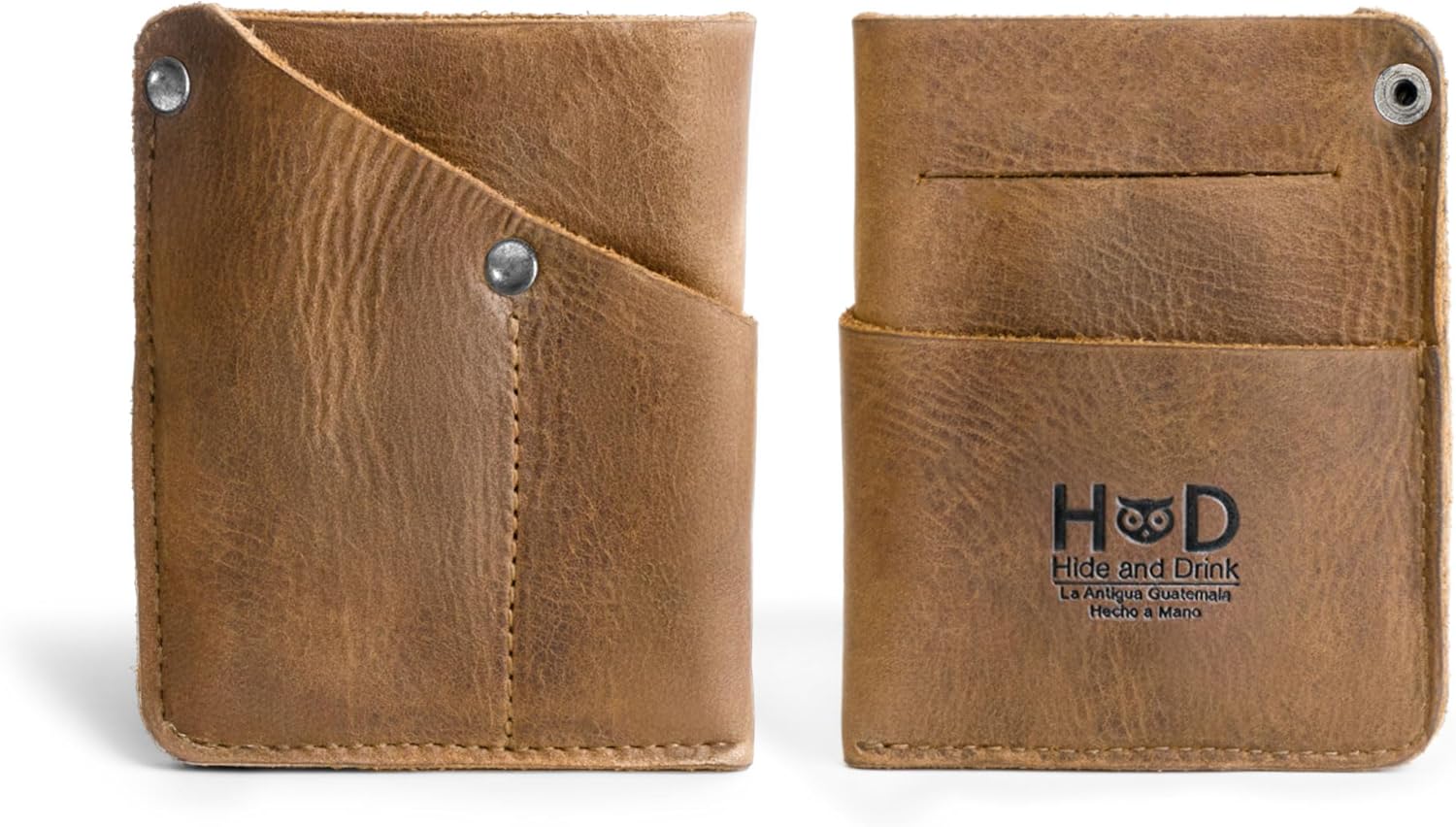 Hide & Drink, Front Pocket Wallet Handmade from Full Grain Leather - Multi-tool Pouch, Card Holder, Money Organizer, Travel Accessories (Single Malt Mahogany)