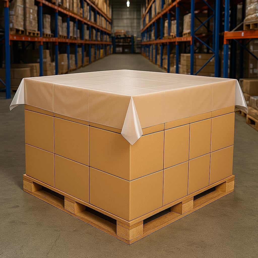 Abdeckplane Folie für Paletten 160x180 cm - Abdeckung Schutzhülle Transparent - Abdeckhaube Staubschutz für Europalette - 30 Mikrometer Dick - Palettenabdeckungen 200 Stück Cloth EKO