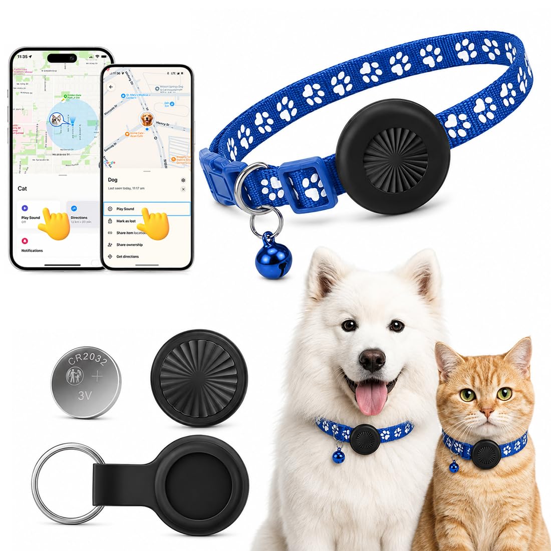 Collar Ajustable Para Gatos Con Cascabel, Collar Gps Para Gatos, Compatible Con Ios Y Android