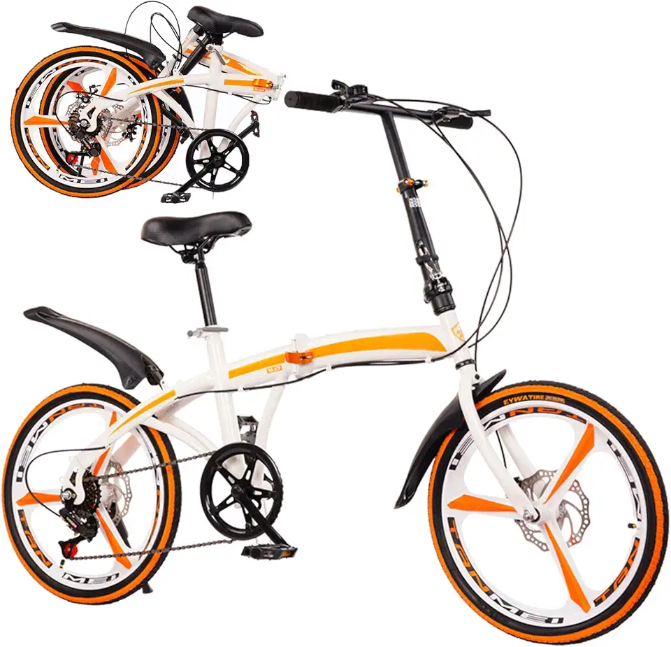 Bicicletas dobráveis portáteis para adultos com 6 velocidades de equitação bicicleta dobrável de aço carbono – Bicicleta leve portátil para mulheres e homens – Bicicleta urbana para escola de trabalho