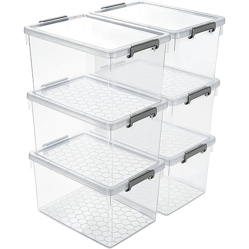 Citylife 48 Qt Ultra-Thick Plastic Clear Storage Bins with Lids, 6-Pack