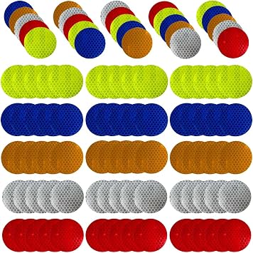 100Pcs Warning Reflective Stickers, Reflective Decals Waterproof Reflector Tapes Safety Stickers Night Visibility Adhesive Stickers for Motorcycle Bicycle Car Round