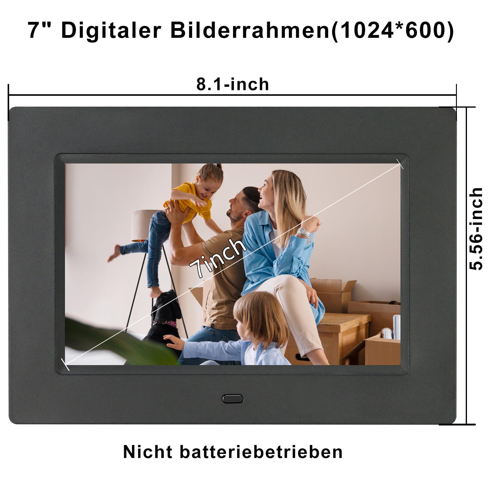 TSITSC Cadre photo électronique de 7 pouces, écran IPS 1024 x 600, calendrier, fonction horloge, musique, photo/lecteur vidéo avec télécommande, prend en charge les cartes USB/SD