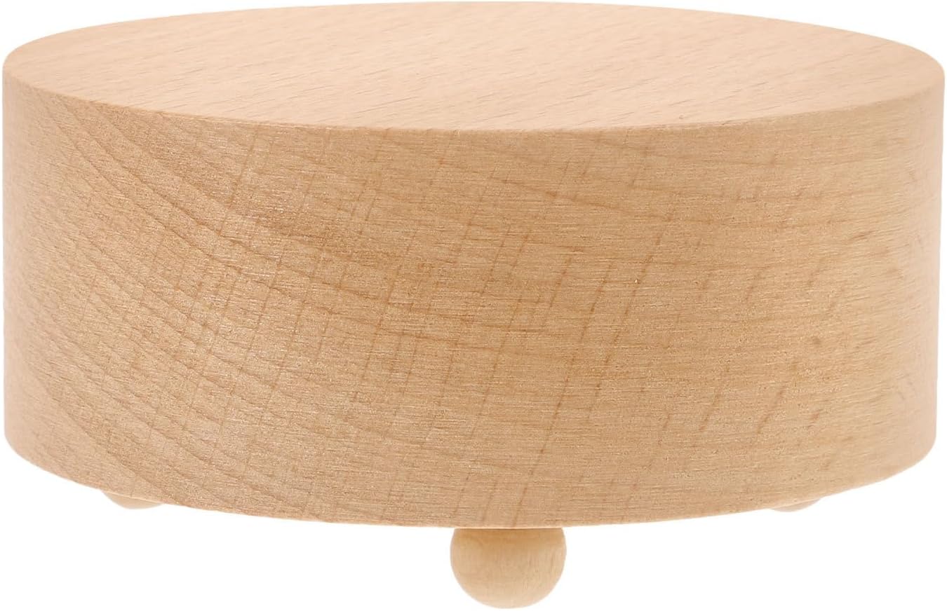 Cabilock Rustic Wooden Music Box Base Platform, Handcrafted Round 7.5cm