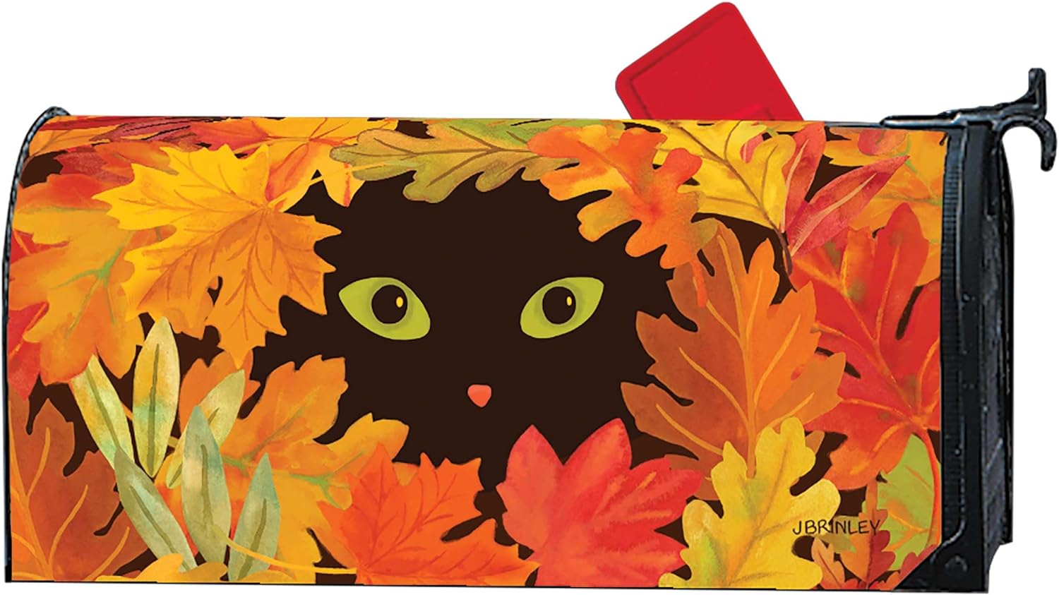 Studio M The Original Magnetic Mailbox Cover, Decorative MailWrap Fits Standard Size 6.5 x 19 Inch Mailbox, Weather Resistant Vinyl, Fall Peekaboo Cat