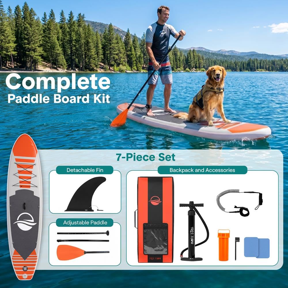 SereneLife Stand up paddleboard gonfiabile da 10'6 pollici con accessori SUP di alta qualità, design largo e stabile con tappetino antiscivolo in EVA, per adolescenti e adulti, capacità 350 libbre