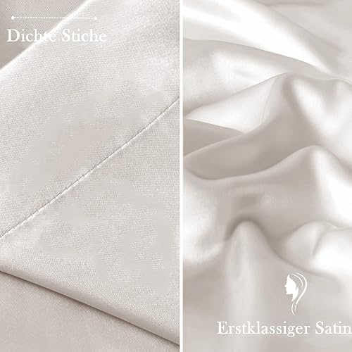 Vielit 2 Pack Satin Pillowcase for Hair and Skin,Soft as Silk Pillowcases for Hair and Skin,Easier Care than Silk Pillow Case Beige Pillowcases for 50x70cm Pillow Envelope & 2 Scrunchies - 7