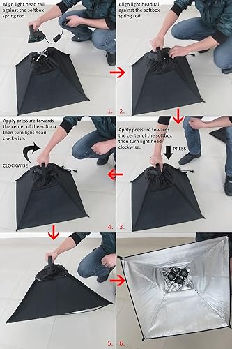 Miniatura 8 de LINCO Lincostore Fotografía Continua Video Studio 3 Softbox Boom Stand Digital Video Hair Lighting AM170 W/12 Bombilla