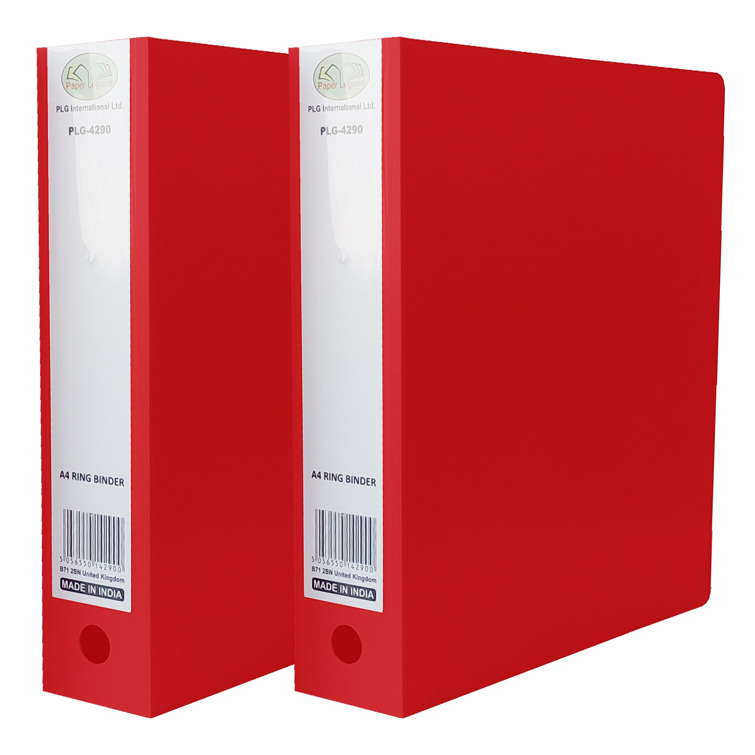M1SS Set of 2 A4 Red Ring Binder, 65 mm Spine, 500 Sheet Capacity, File Folder, Polypropylene Cover Document Organisation, Thumb Hole for Easy Retrieval Document Classification — image 1