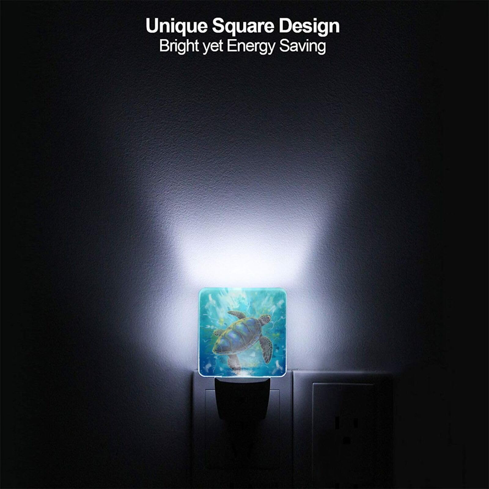 Nameapo Cartoon Sea Turtle LED Plug-in Night Light 2-Pack, Auto Sensor Nightlights Set of 2 for Bedroom Bathroom