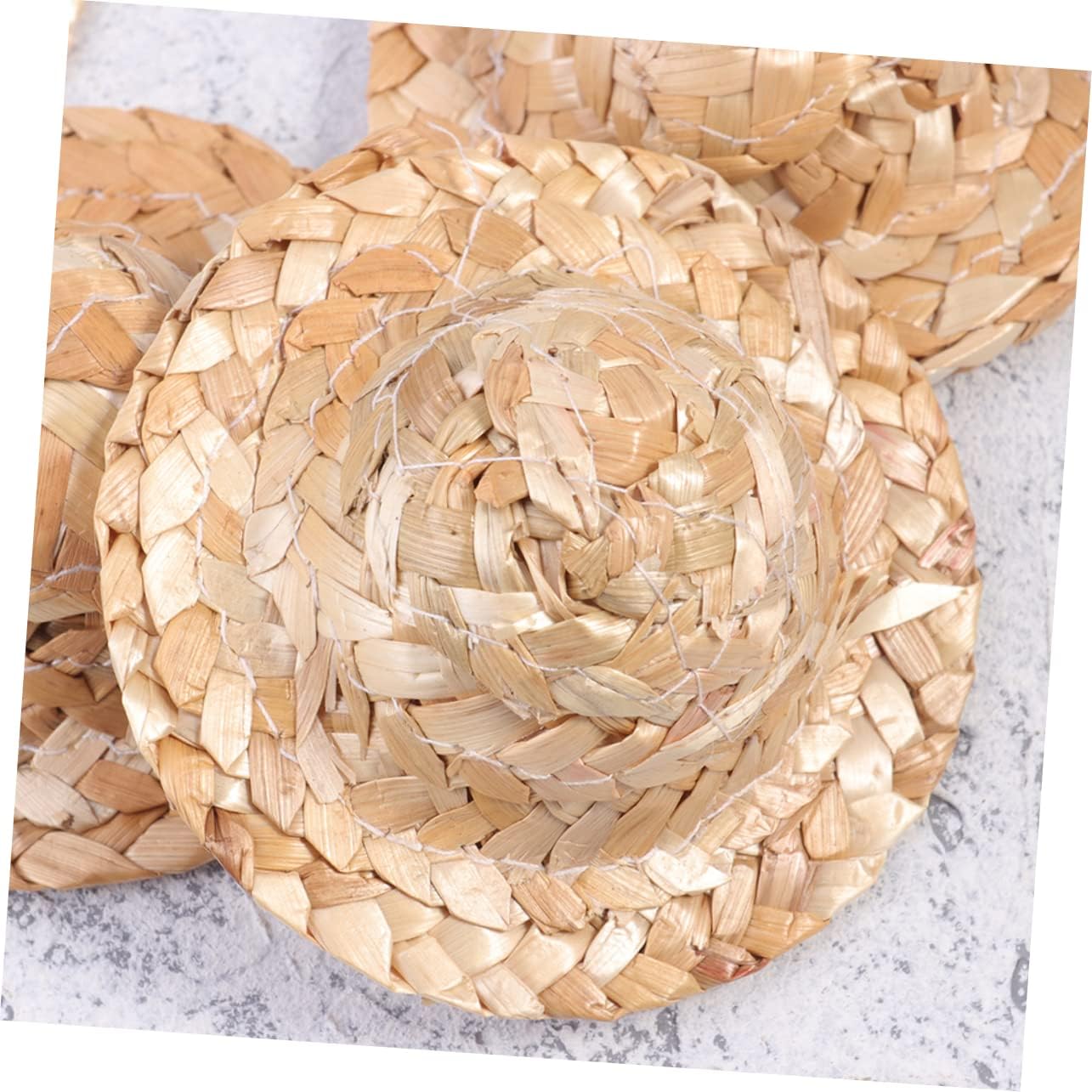 INOOMP 20pcs Mini Straw Hats for Dolls Handcrafted Woven Doll Caps Decorative Accessories for Home Decor and Craft Projects