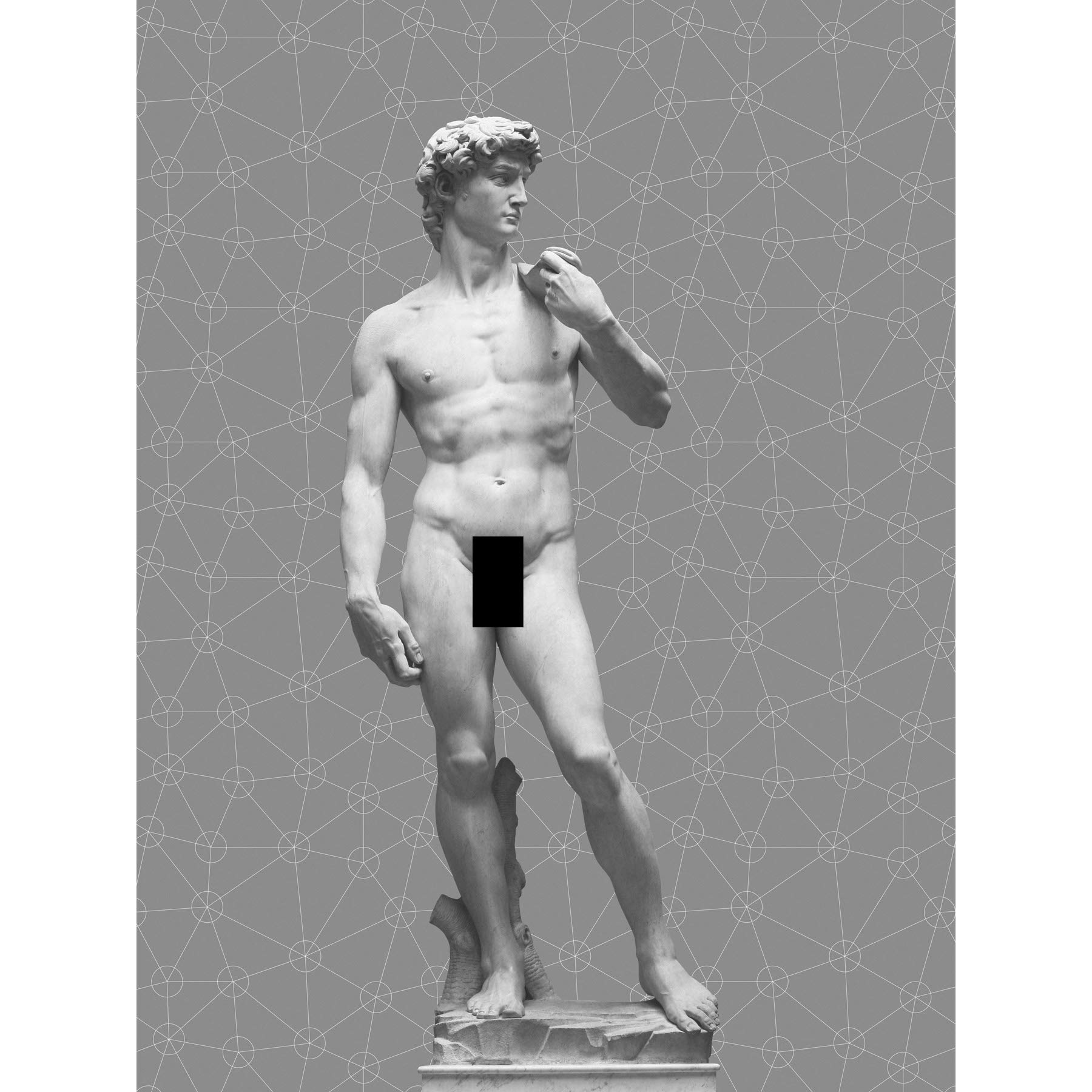 Artery8 Statue of David by Michelangelo Classic with Abstract Art Geometric Grey Large Wall Art Poster Print Thick Paper 18X24 Inch