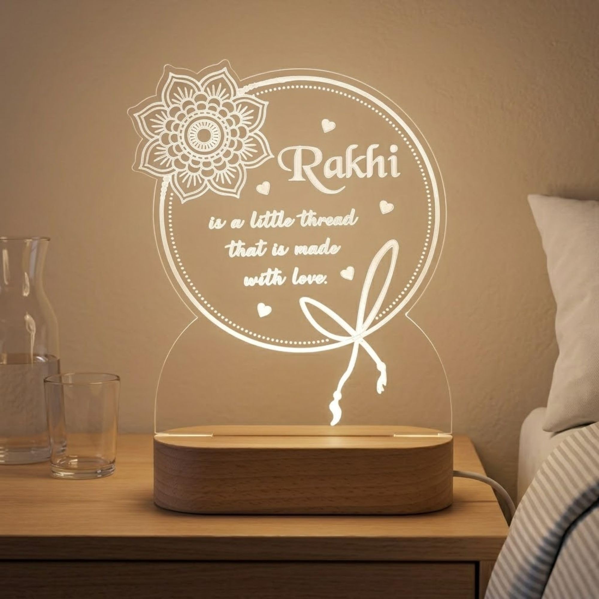 Personalized Raksha Bandhan Lamp - Custom Name Gift -9
