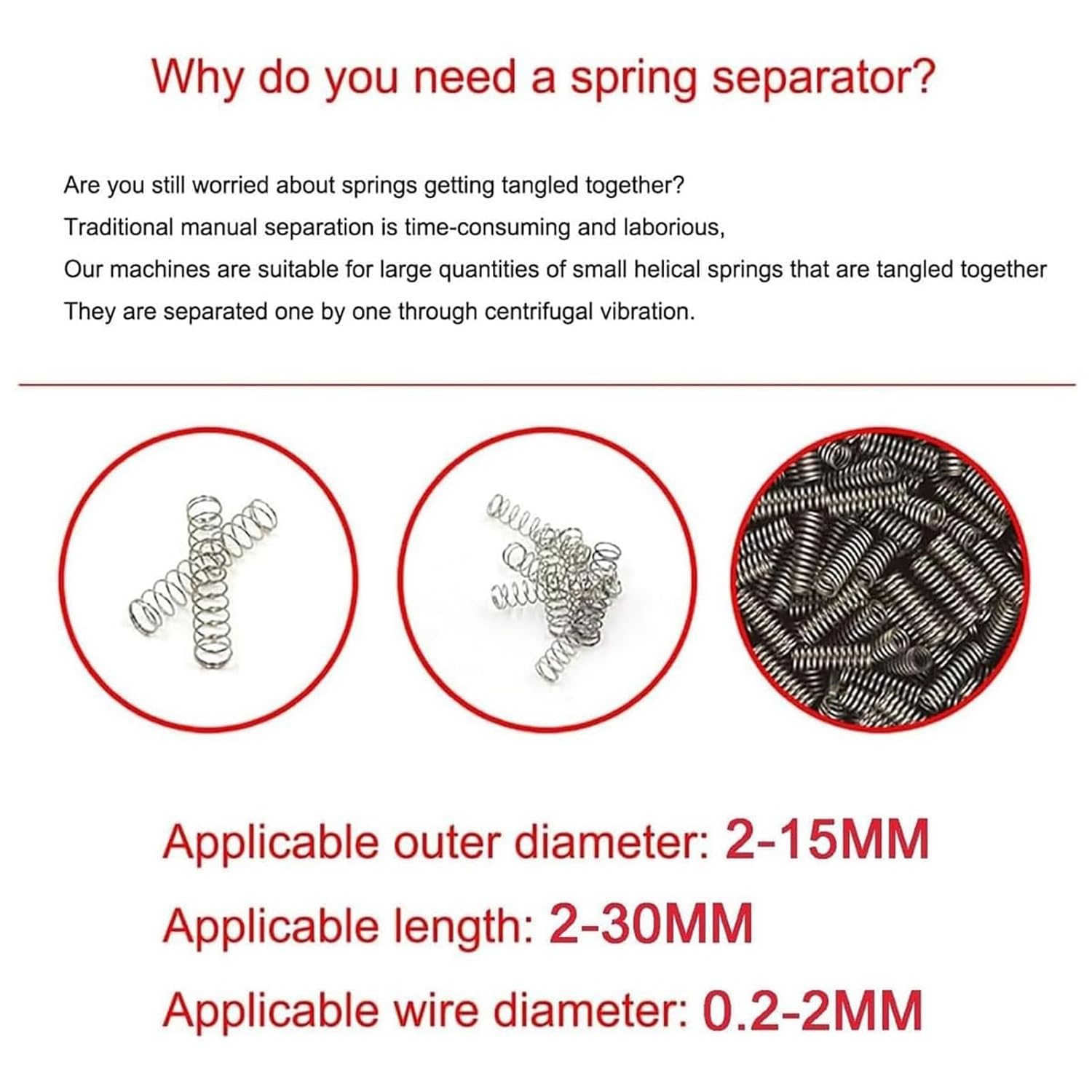 Automatic Spring Separator Machine,Compact Spring Separating Tool for Coil Springs,Compatible with 2-15mm Diameter & 2-30mm Length Springs,Ideal for Small Springs in Industrial
