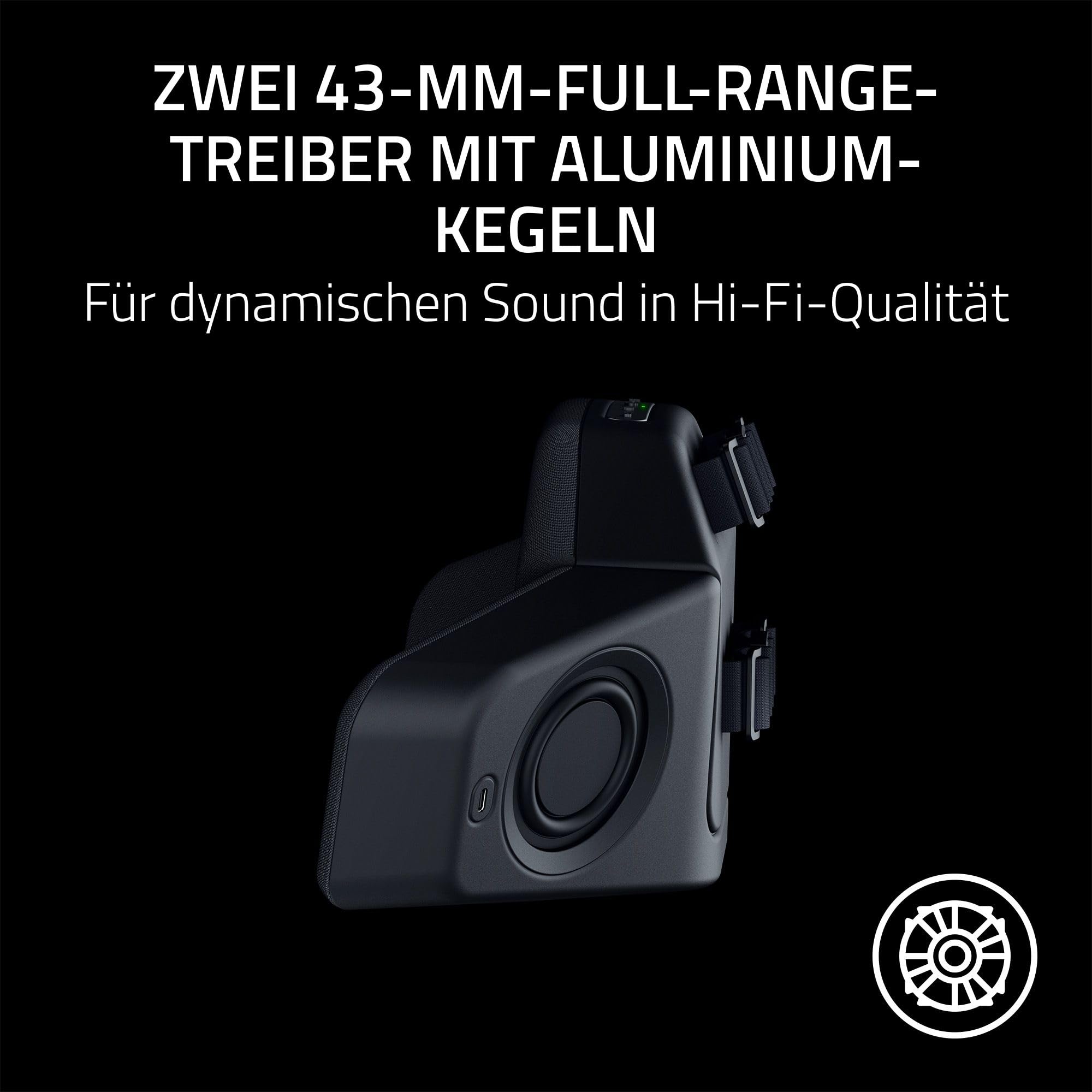 Razer Clio - THX Spatial Audio-fähiges kabelloses Lautsprecherkopfkissen (gepolsterte Auflage, 43mm Full Range Treiber, HyperSpeed Wireless und Bluetooth, 14 Std Akkulaufzeit) Schwarz