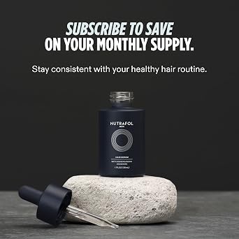 Nutrafol Men's Hair Serum, Clinically Tested to Support Visibly Thicker Hair and Scalp Coverage, Lightweight and Non-Greasy, for Daily Use - 30mL, 1 Bottle