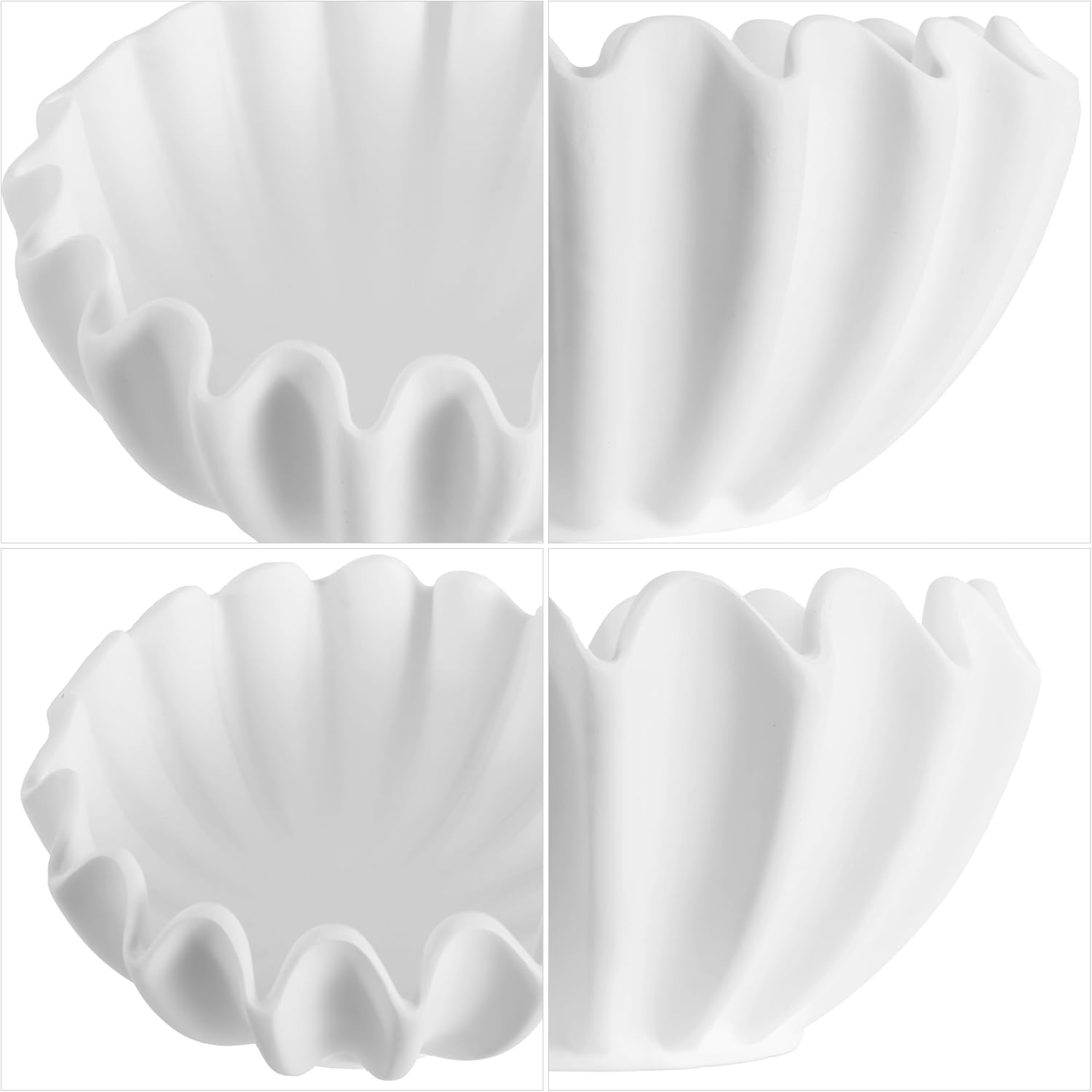 SAFAVIEH Home Collection – Leni Set of 2 Ruffle Decorative Bowls, White Resin Accent Bowls, Sculptural Tabletop Decor, Modern Dining & Display (RDC4056A-SET2)