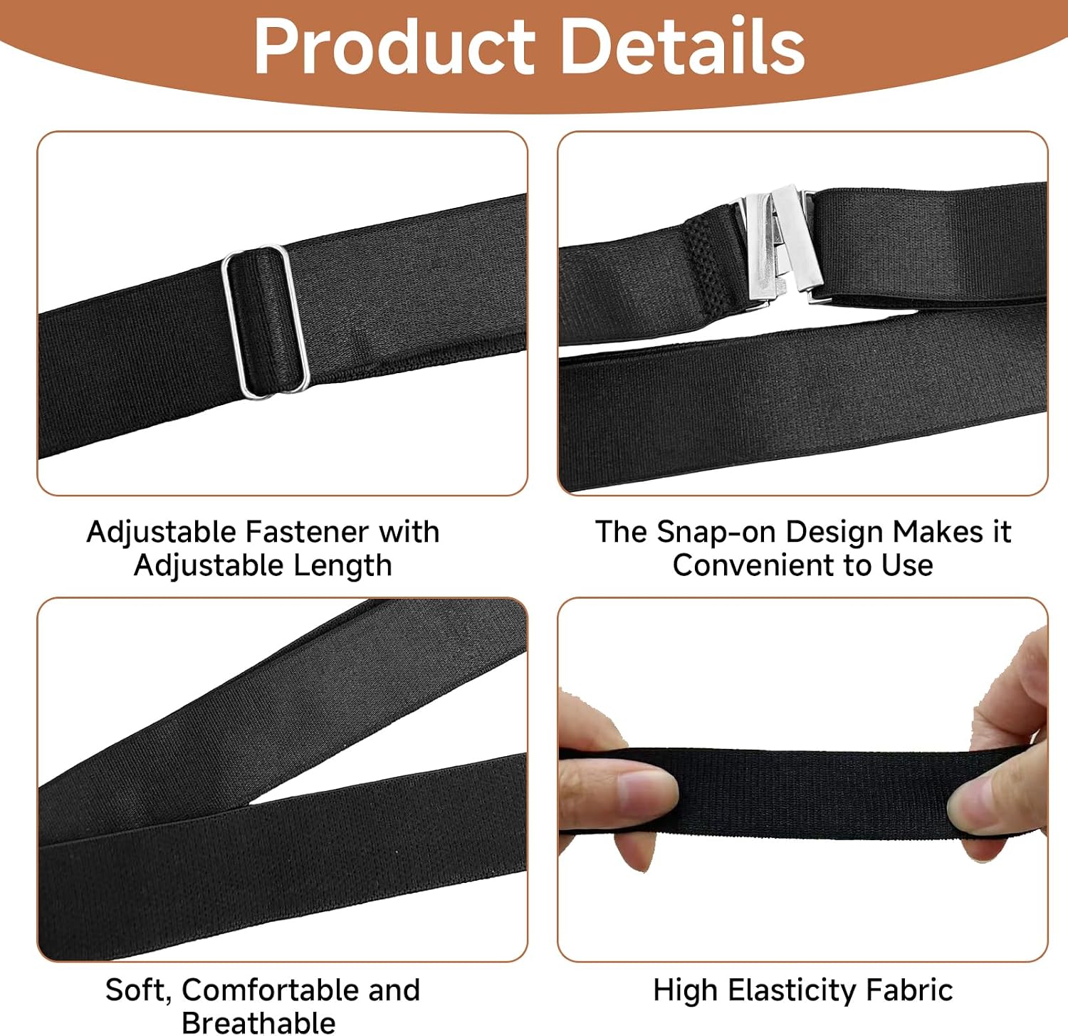 4 Pack Black Women's Garter Thigh Belt, Plus Size Adjustable Elastic Leg Garter Belt with Buckle for Thigh High Socks and Gothic Harness