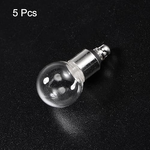 Miniatura 3 de HARFINGTON 5 piezas de nombre en frasco de vidrio de arroz colgante de 0.236 in de ancho con forma de bola de rosca colgante de vial transparente