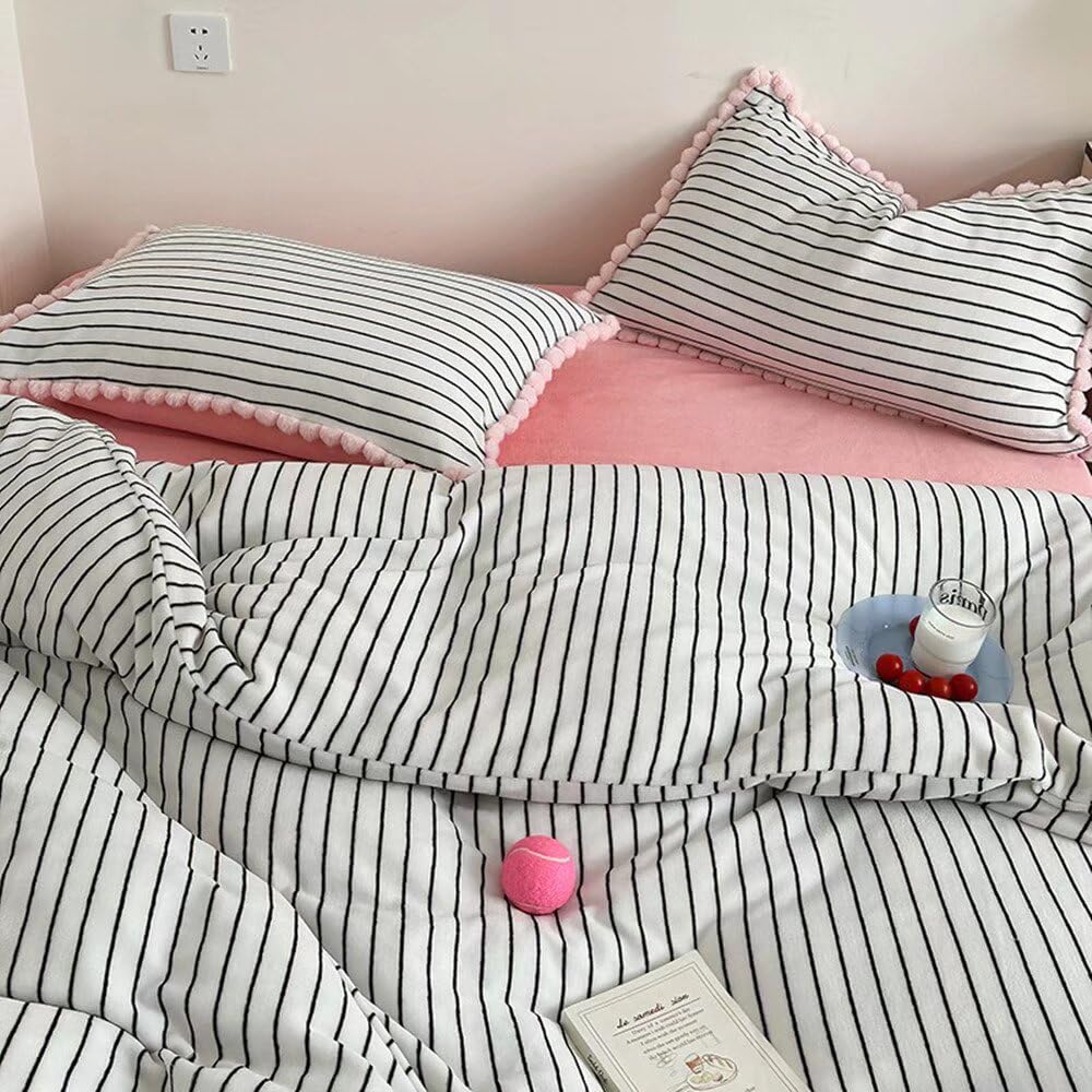 Parure de lit pour lit simple noir et rose style hôtel chic