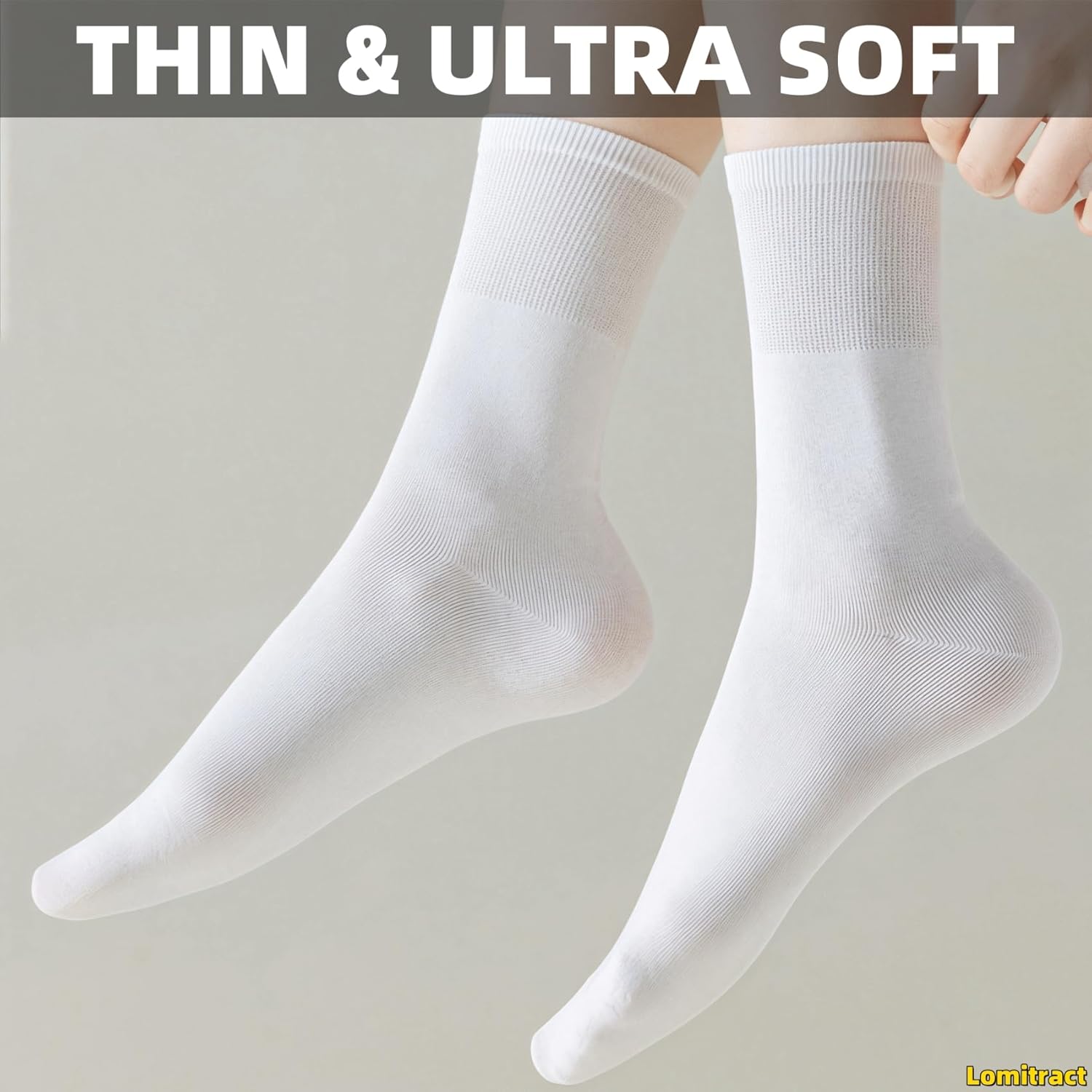 Lomitract Organic Cotton Thin Mid Calf Socks (Women 5-10) - Image 4