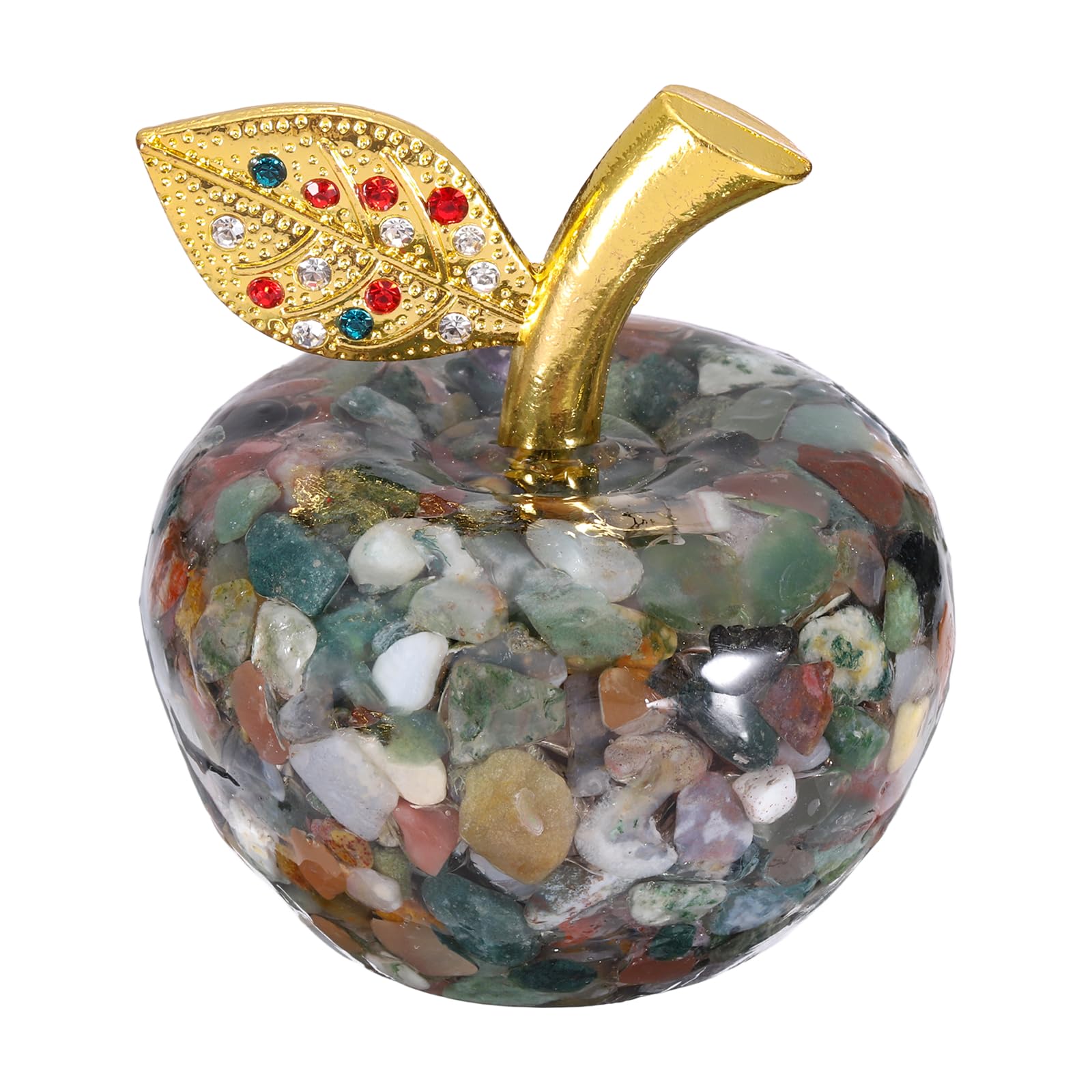 sourcing map Crystal Apple Figurine, Artificial Fruit Statue Collectible Crystal Crafts Paperweight Craft Decoration for Home Office Centerpiece Decor, Brown