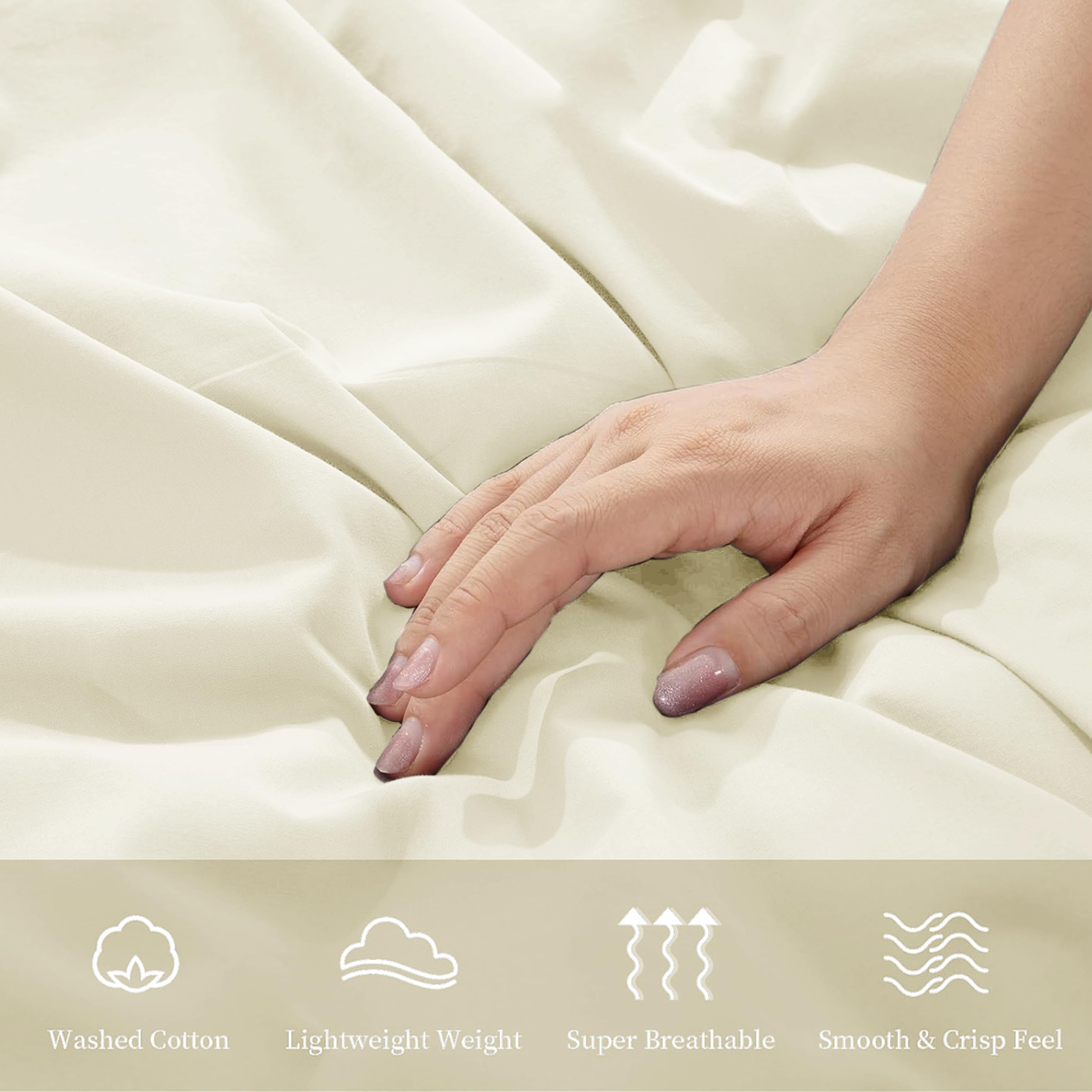 My Home Store Premium Soft Flat Sheet 100% Egyptian Cotton 300TC Hotel Quality Easy Care Flat Bed Sheets Fade Resistant Bedding (Cream - Image 3