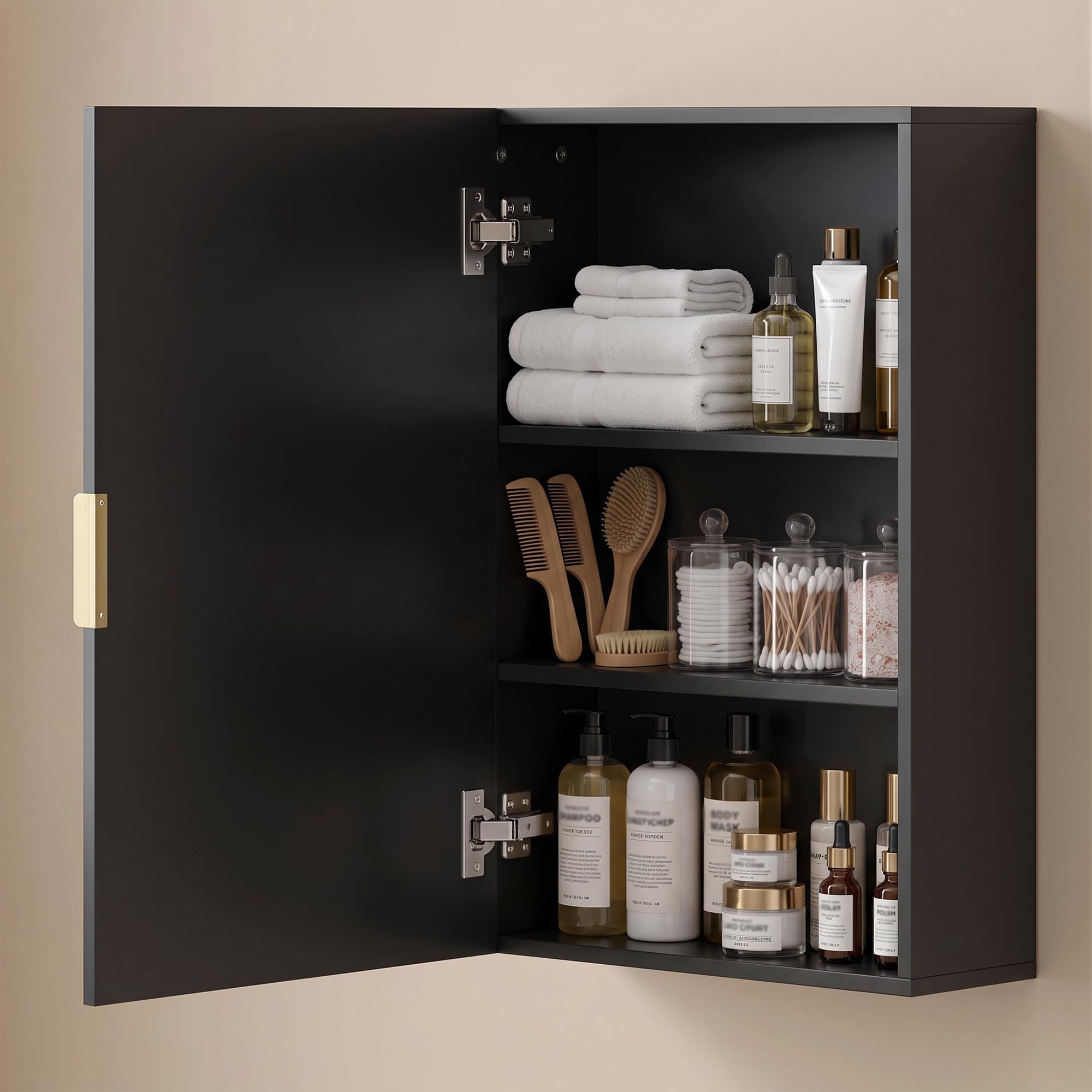 kleankin Armoire Murale de Salle de Bain Dim. 40L x 15l x 60H cm Noir