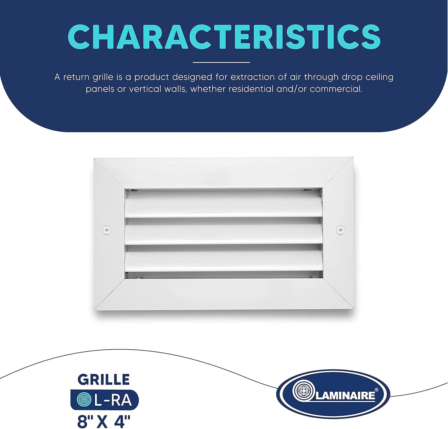 8 x 4 inch Ceiling or Wall Vent Cover in Aluminum, Return air Grille. HVAC registers, grilles & Vents, ac Vent Cover Adjustable Register. Outer Size is 9,625" Width X 5,625" Height. White. - - 