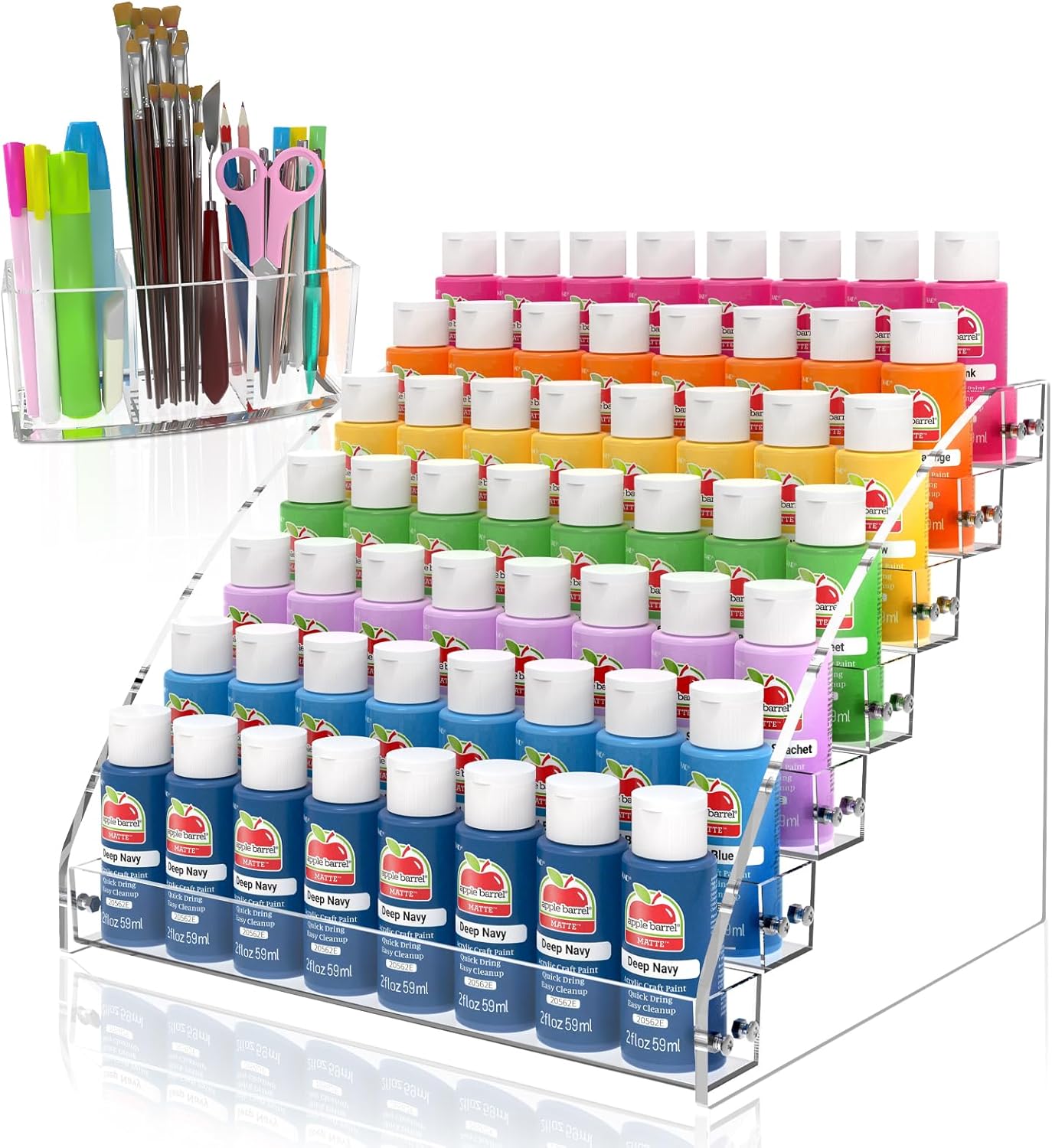 Esluker.Ly 7 Layer Paint Bottle Organizer & Paint Brush Holder, Hobby Paint Display Rack