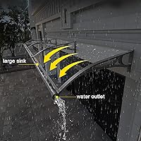 Vista 2 de Toldo para ventana de puerta delantera con fregadero grande de aleación de aluminio, cubierta de nieve para techos, toldo de entrada, cubierta